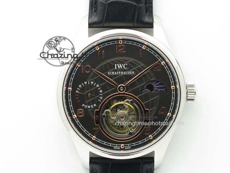 MIROTIME 0110 Original Portuguese 40mm Chrono RG Gray Dial Sliver Subdial on Leather Strap A 7392